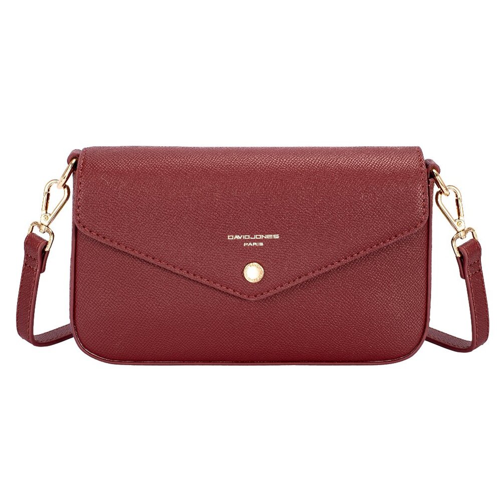David Jones Paris Women Fashion Structured Small Crossbody Shoulder Bag-Wine Red
